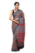Jaipuria Hand Block Printed Pure Cotton Saree For Women With Unstitched Blouse Piece